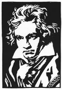 : Ludwig van Beethoven Print (linocut)