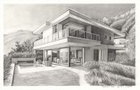 Dream villa in Tyrol (pencil drawing)