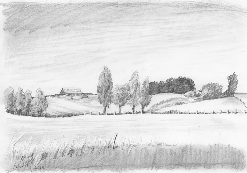 Landscape pencil drawing