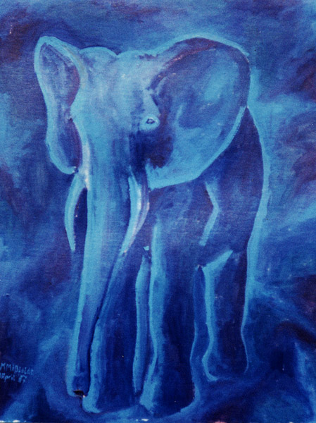 Blue Elephant by night (Oilpainting)