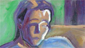 Oilpainting girl in armchair (Detail 1)