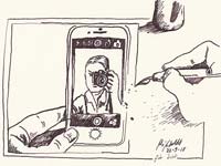 : Drawing: mobile phone with photo of a camera