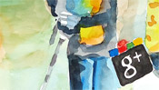 Watercolor Google vs. facebook (Detail 1)