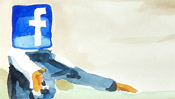 Watercolor Google vs. facebook (Detail 2)